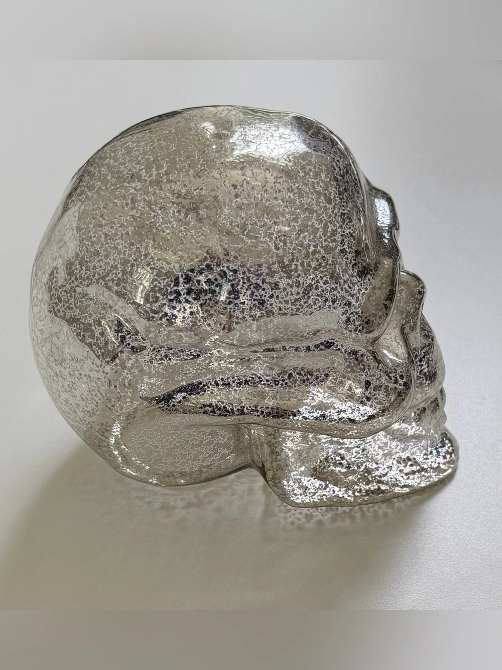 Rare POTTERY BARN Skull Halloween Mercury Glass Skeleton Tabletop Decor RETIRED
